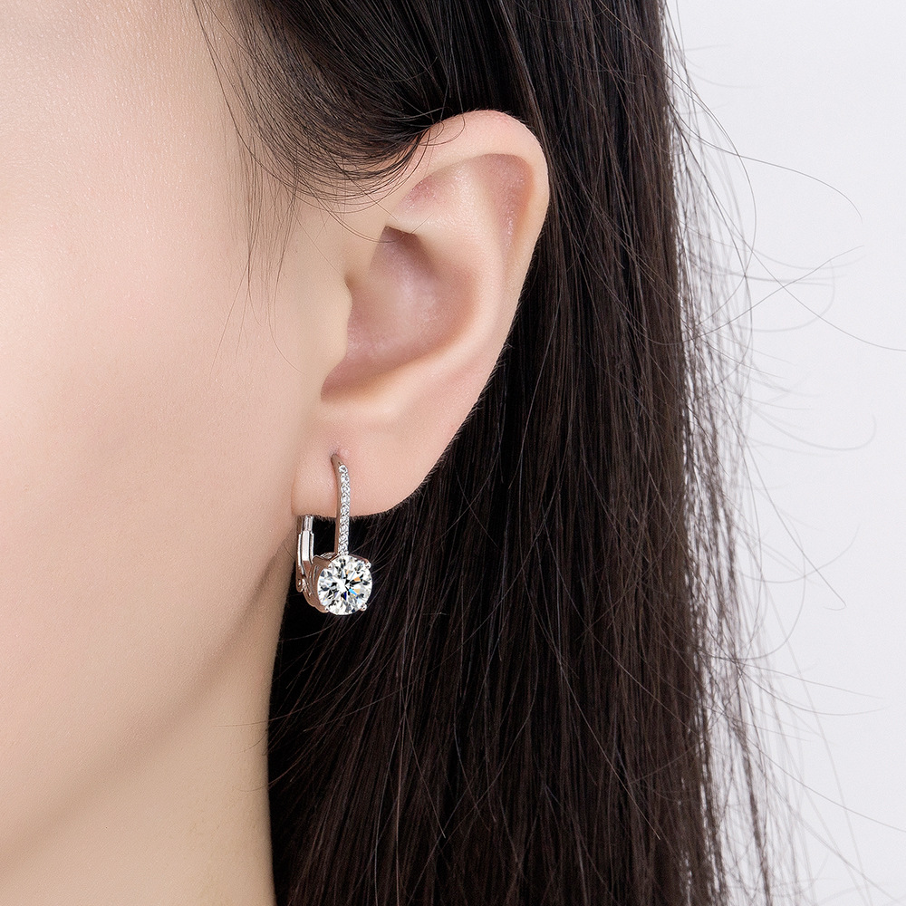 High End Diamond Studded Simple Geometric Design Earrings