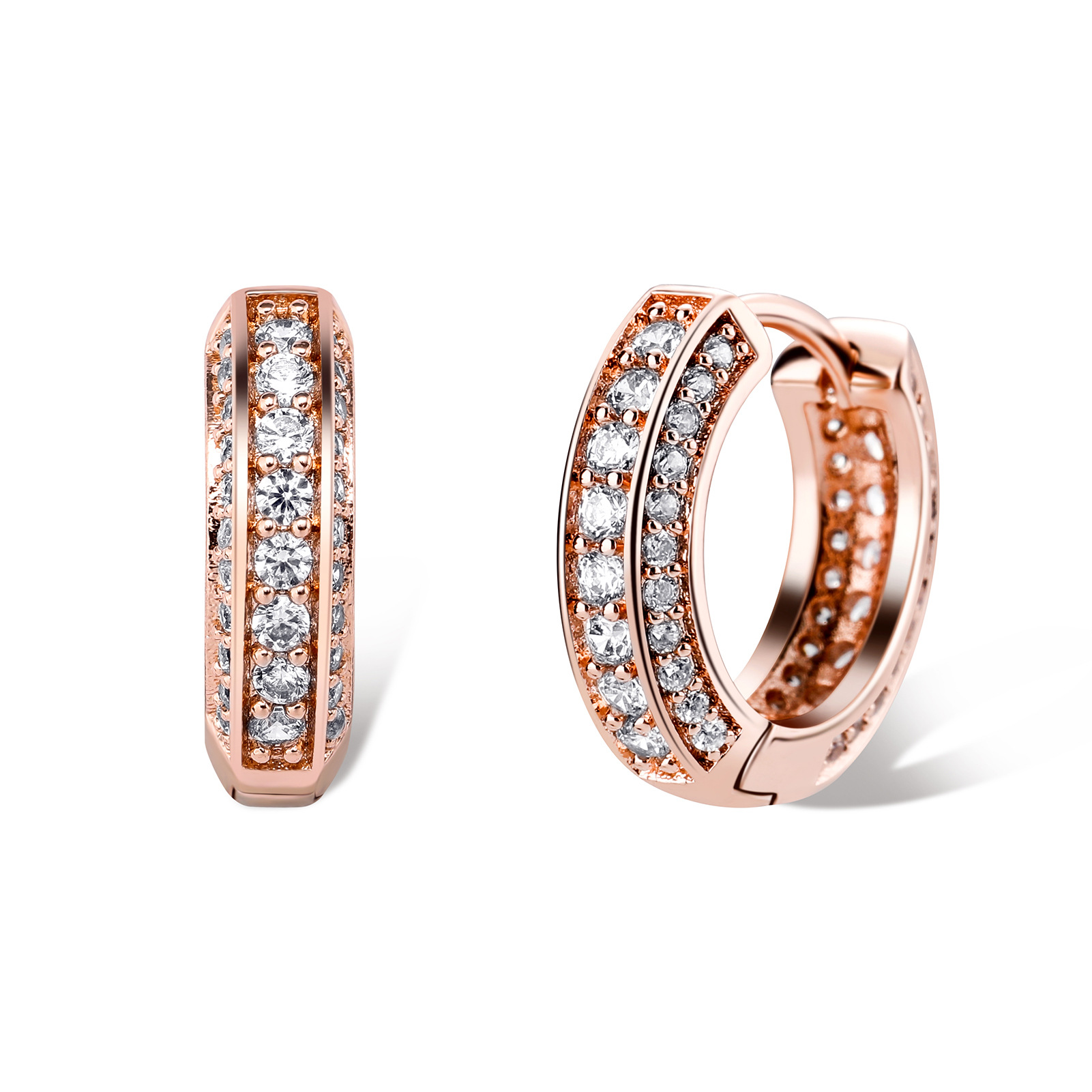Hip Hop Three Row Zircon Round Female Personality Earrings Wholesale