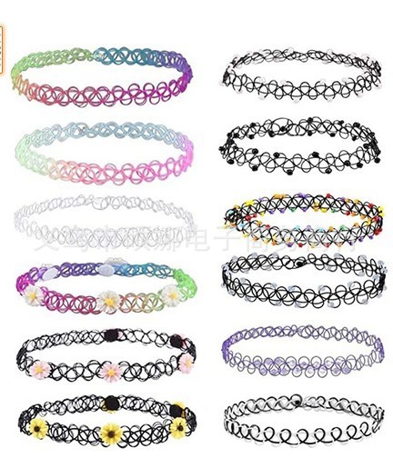 Hand Woven Fish Line Tattoo Retro Clavicle Necklace 12 Piece Necklace