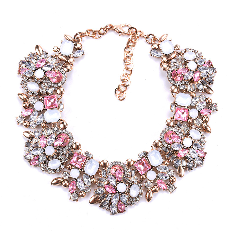Short Fashion Full Diamond Flower Color Necklace Accessories