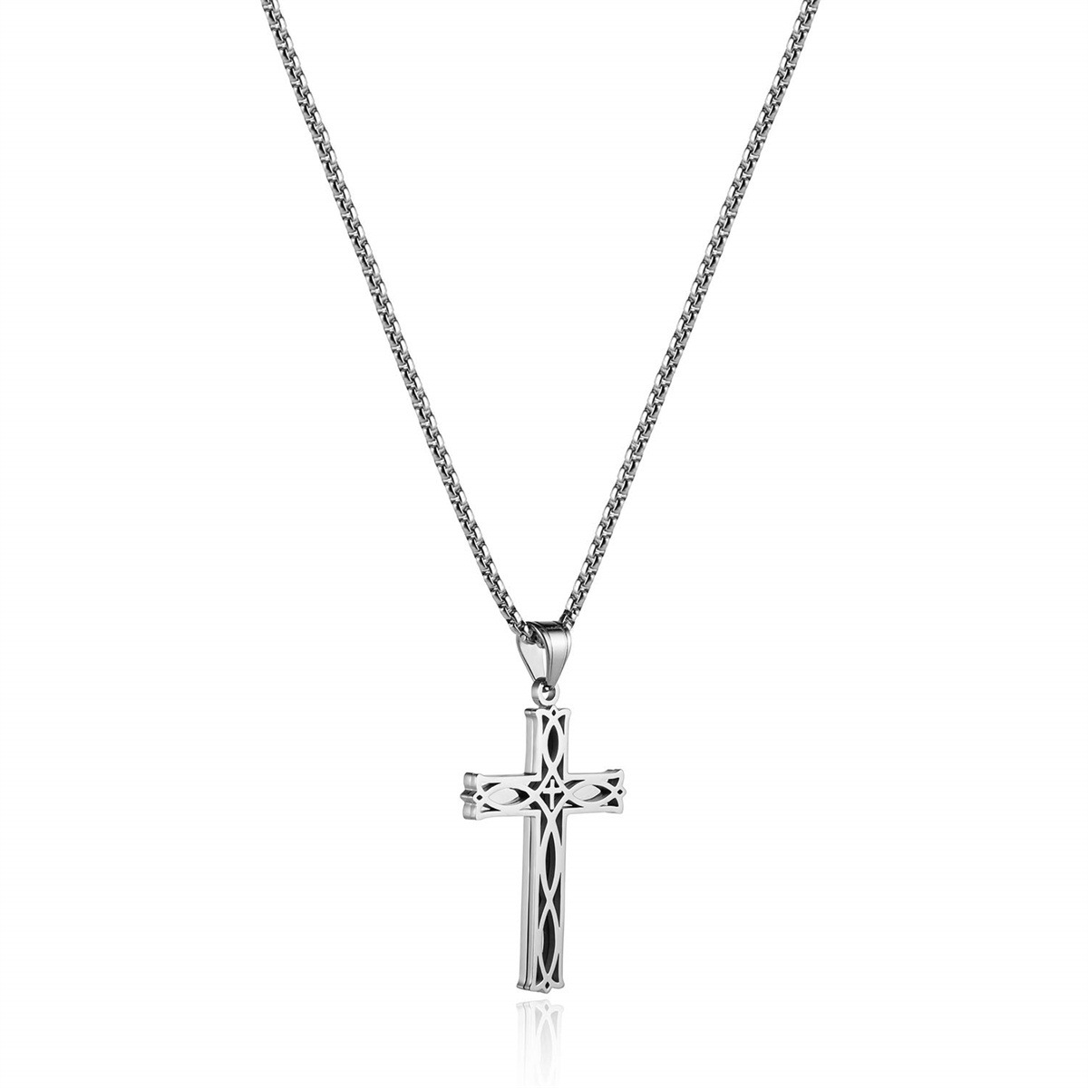 Trendy Men's Stainless Steel Celtic Knot Cross Necklace