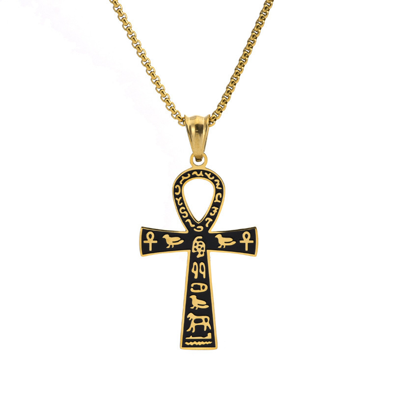 Men's Ancient Egyptian Symbol Ankh Cross Steel Necklace
