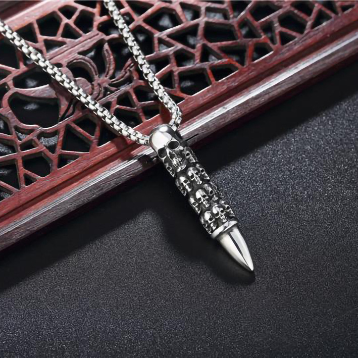 Steel Personality Retro Punk Skull Bullet Men's Necklace